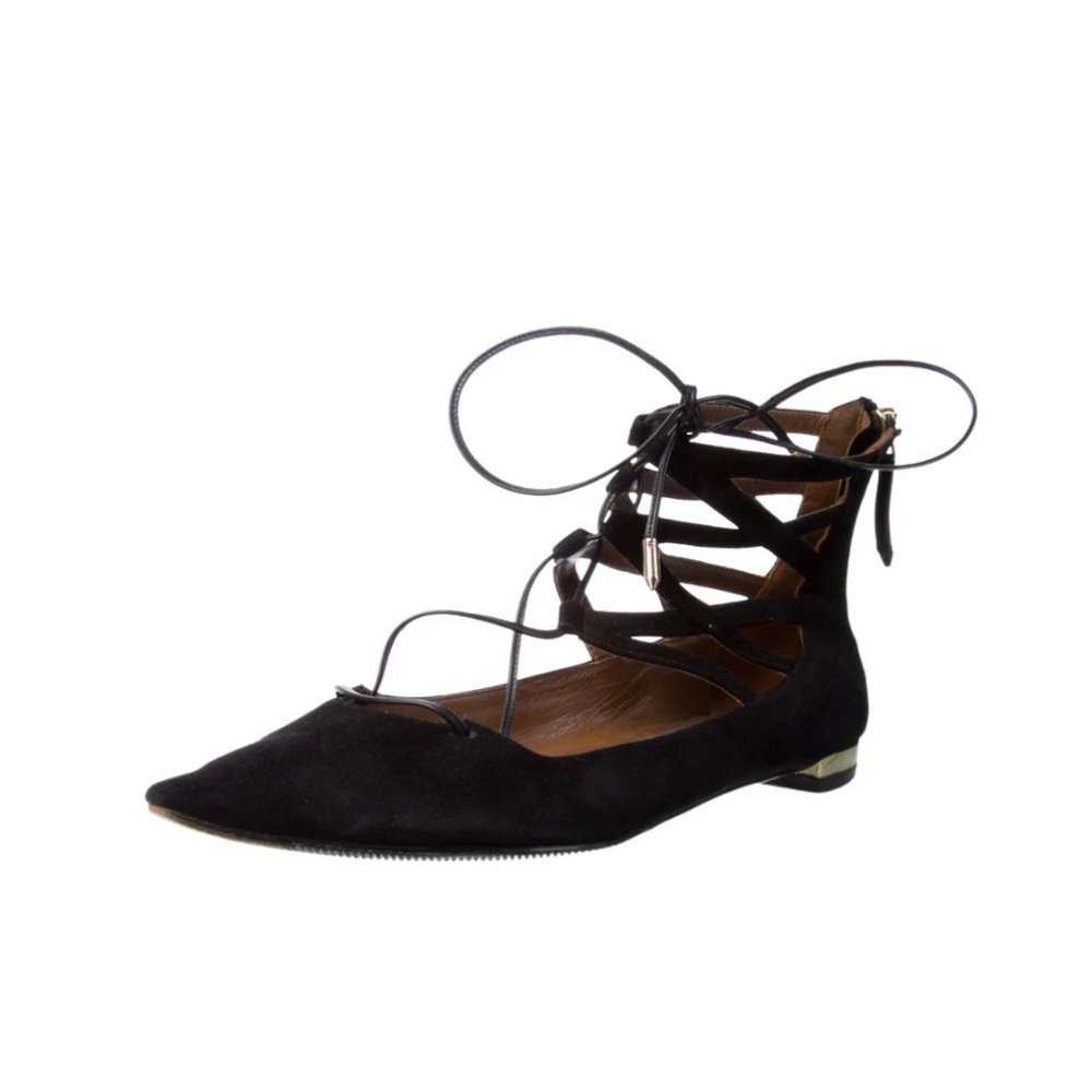 Aquazzura Suede Cutout Accent Flats Women's Size: 7.5 | IT 37.5 - Picture 2 of 6